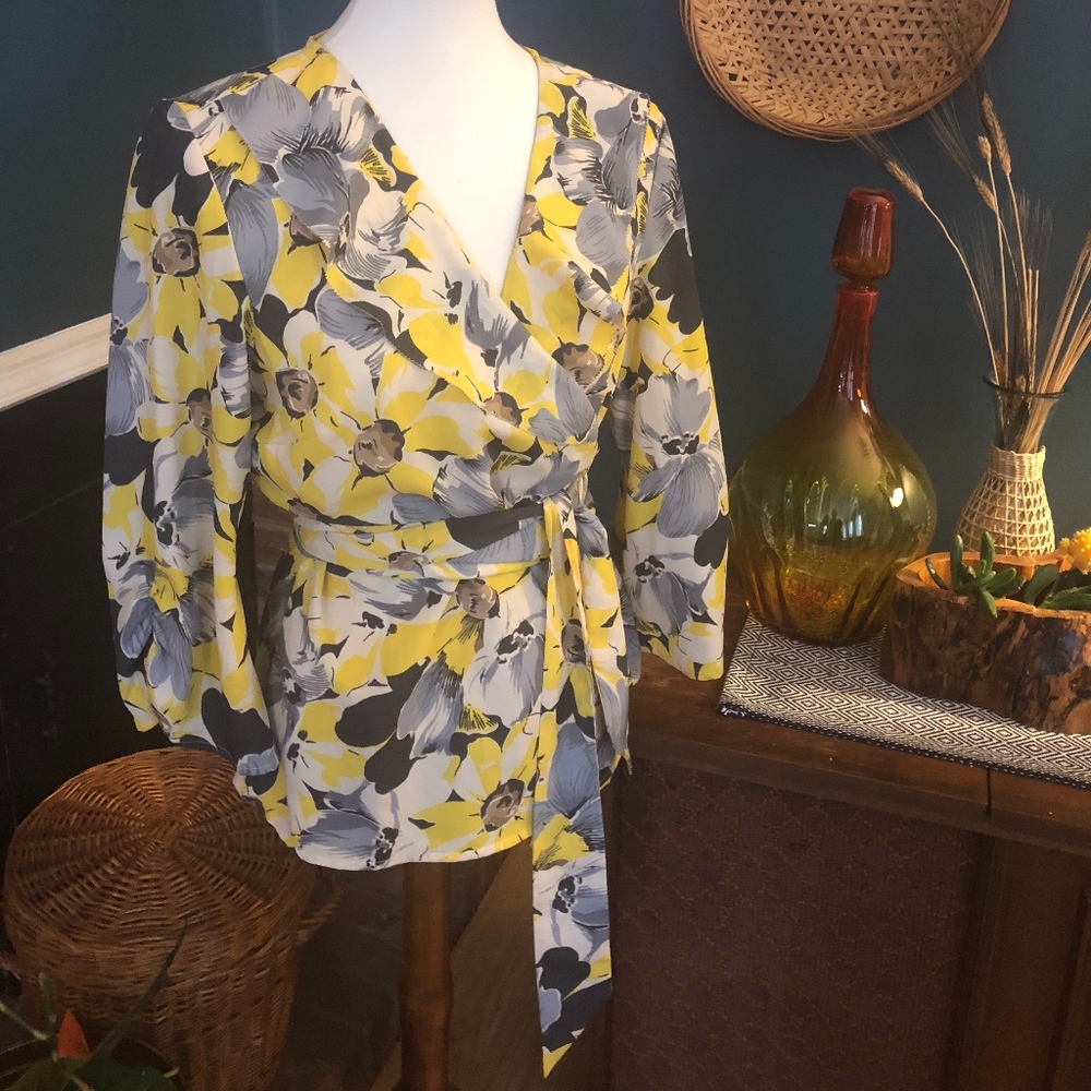 Ann Taylor Loft Floral Wrap Blouse